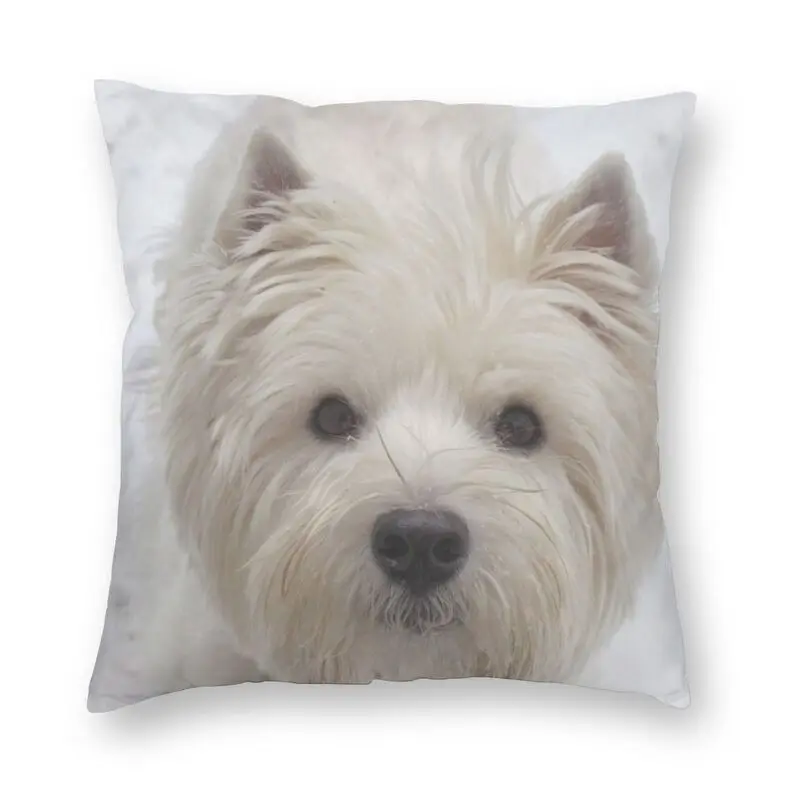 

Cute Westie Dog Pillow Case Home Decorative West Highland White Terrier Puppy Cushions Throw Pillow for Car Double-sided