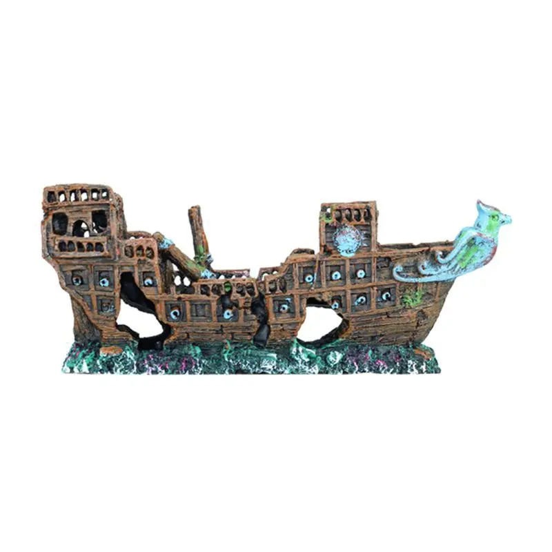 

Aquarium Ship Decorations Fish Tank Ornaments Material Sunken Decorations Eco-Friendly for Freshwater Saltwater Fish Decorations