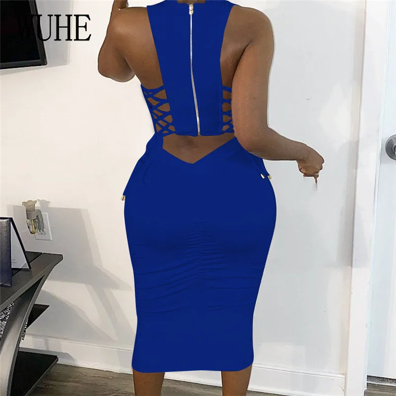 WUHE размера плюс S 4XL Молния сзади и на шнуровке Сандалии для женщин сексуальное