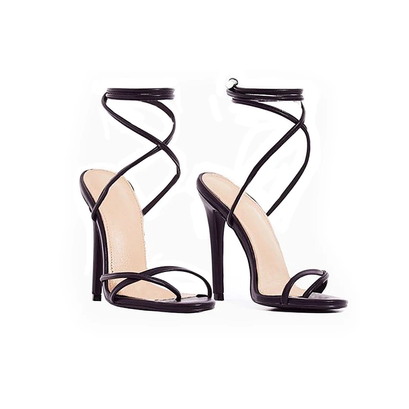 

2021 new European Sandals Candy Color Point Toe Lace Ankle Strap Party High Heels Pumps 11.5cm High Thin Heel Sandals Lady