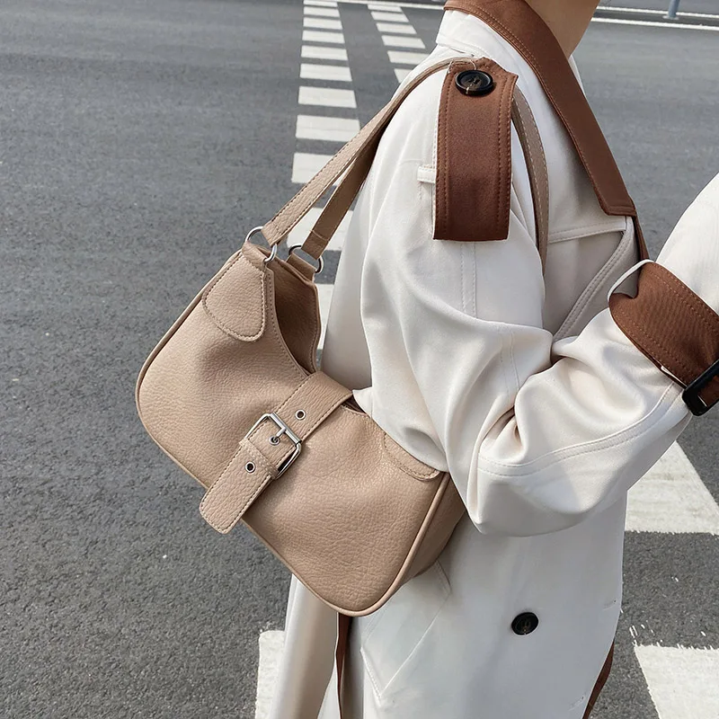 

Luxury Women Chic Underarm Bags Soft PU Leather Crossbody Bags Brown Shoulder Bags 2022 Elegant Brand Ladies Handbags Sac A Main