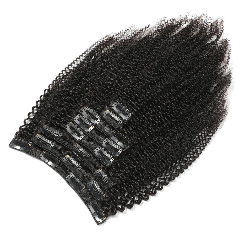 Re4U афрокудрявые вьющиеся волосы Remy для наращивания 8 шт. 125 г зажим-невидимка с