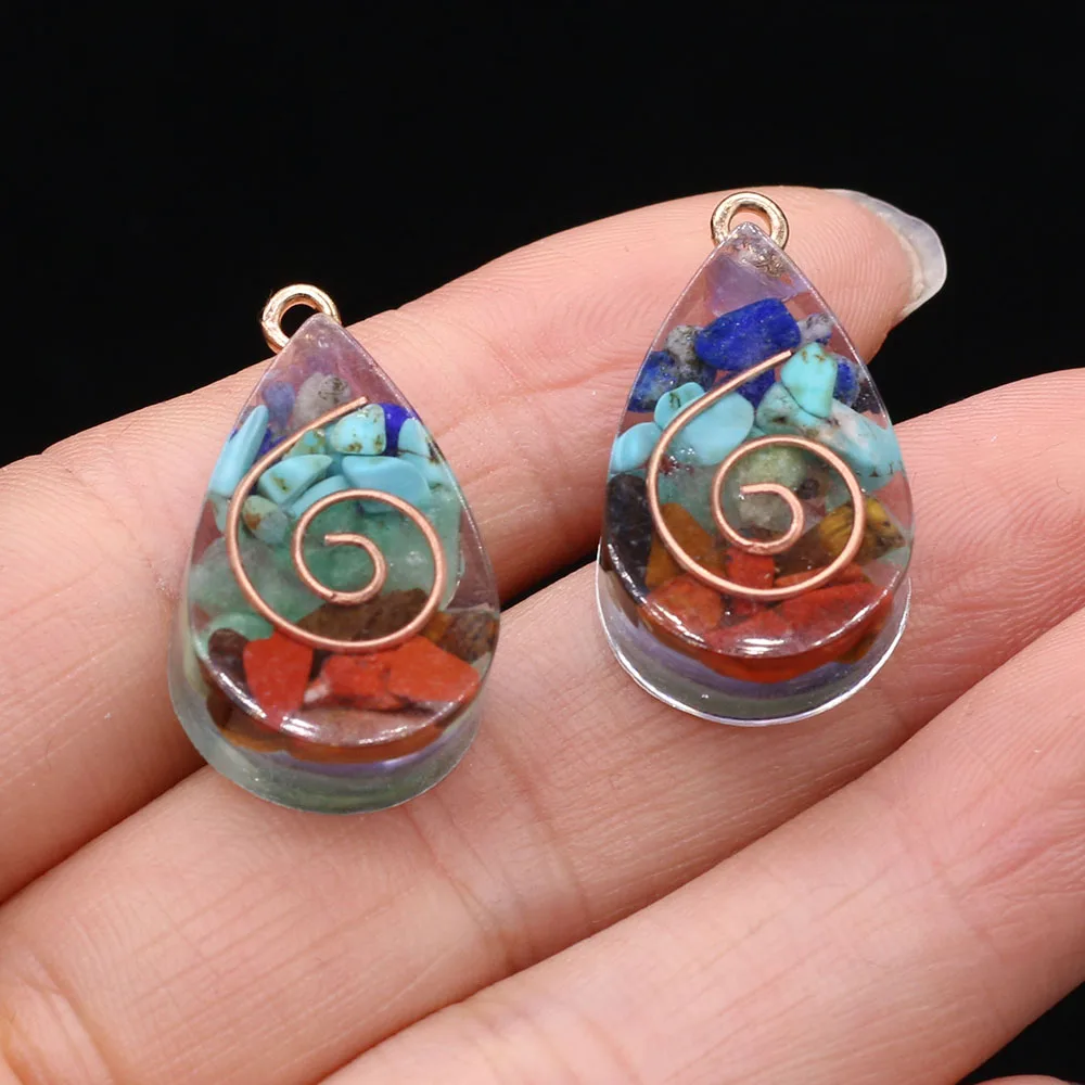 

2pc Charm Orgonite Amulet Pendants Water Drop 7 Chakras Meditation Stone for Jewelry Making Diy Women Necklace Gifts