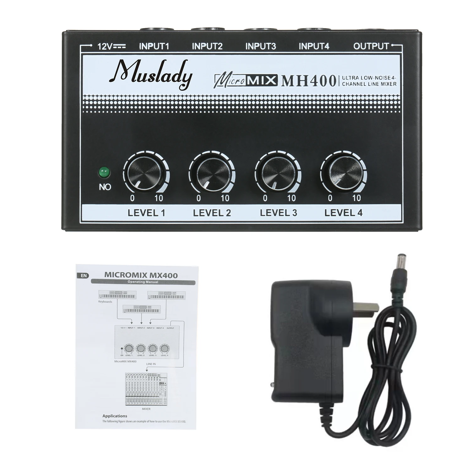 Muslady MH400 Ультра низкий уровень шума 4-канальный линейный мини аудио Миксер с