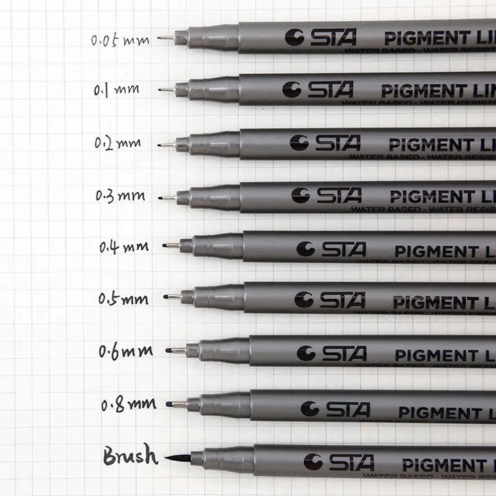 

9pcs/set Black Hand Drawn Needle Pen Set Professional Hook Waterproof Hand-Drawn Design Comic Line Drawing Pen Sketch Needl U0J5