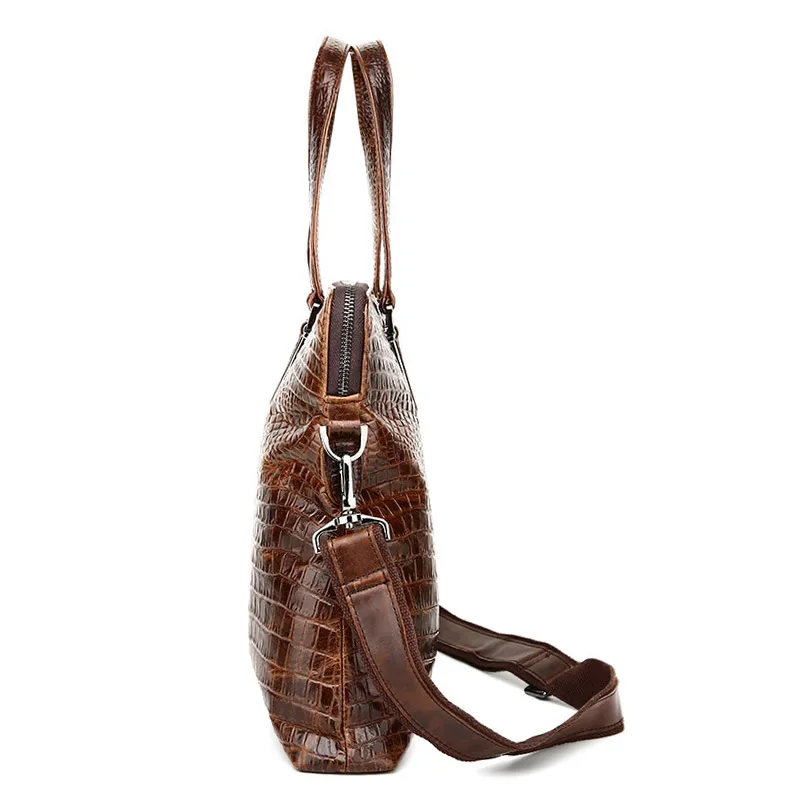 Men Vintage Crocodile Handbags Male Genuine Leather Messenger Bags Horizontal Leather Laptop Bag Large Men's Travel Briefcases