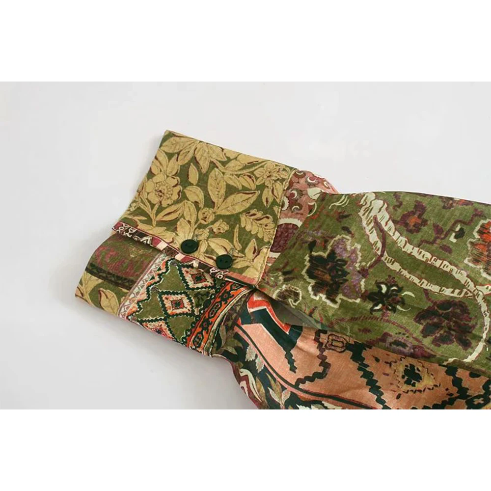 2020 New Women Dress Printed Fringed Hem Long pleated sleeves tassel detail Chic Fashion vestidos femme robe | Женская одежда