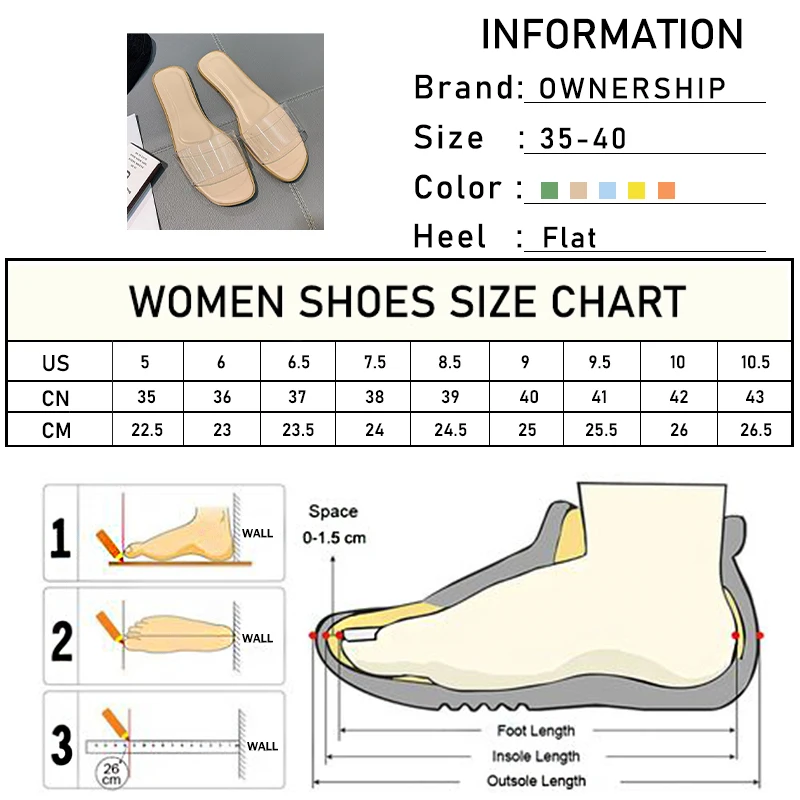 

Women Transparent Slippers Summer 2021 Woman Casual Square Toe Home Flats Ladies Comfortable Slides Female Outdoor Beach Shoes