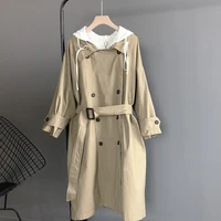 2021 autumn new trench coat womens korean long solid color long sleeved windbreaker female casual lapel jacket 3210