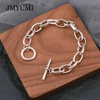 jmyumi 925 sterling silver thick chain brcacelet for women fashion simple to buckle thai silver bracelet party jewelry gifts