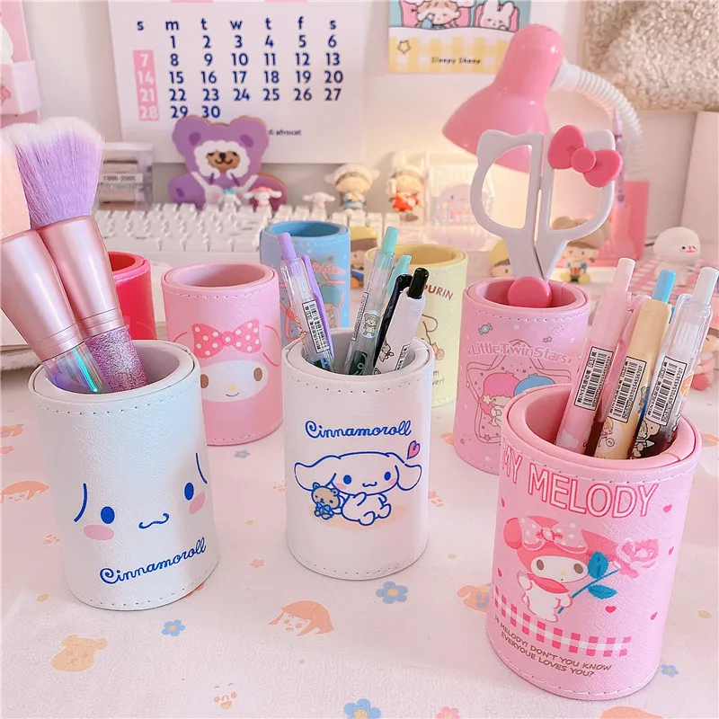 

1 Pcs Cartoon Melody Cinnamoroll Office Pencil Pot Holder Student Pen Storage Vase Stationery Gift Cup Makeup Brush Box