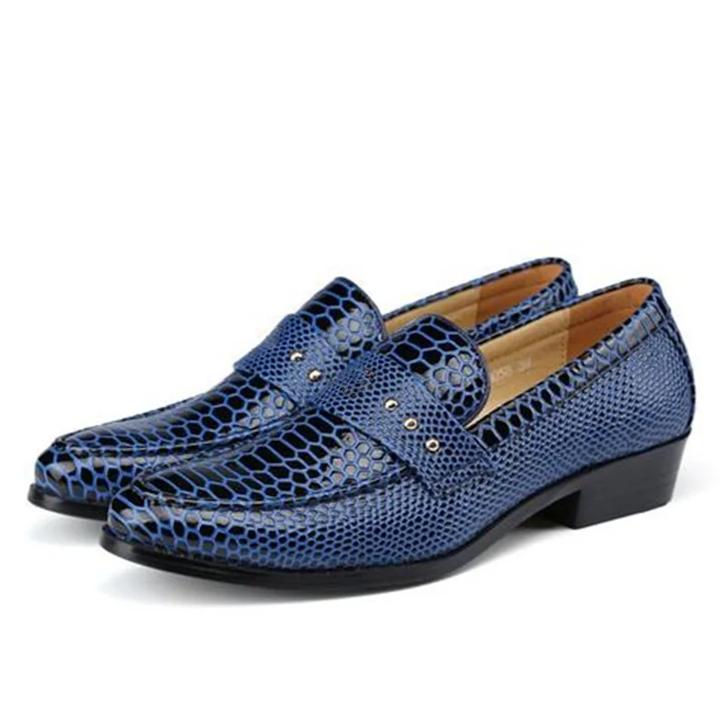 

2020 New Snakeskin Pattern Men Loafers Fashion Leather Shoes Elegant Wedding Velvet Men's Dress Shoes Pointed Toe Footwear Flats