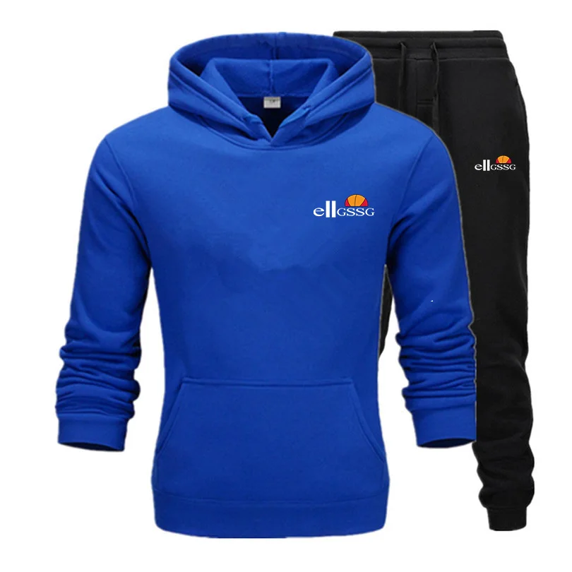 

Men's spring and autumn sports suit hoodie plus rope cotton casual pants two-piece street running jogging men's sports suit