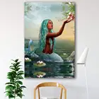 Картина на холсте, настенный плакат, океан, богиня, зеленые волосы, Русалка, морской Бог, Poseidon, печать, гостиная, домашний декор, художественная роспись