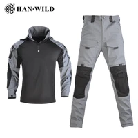 han wild hooded tactical suit camo uniform military shirt pants army cs shooting training combat sport hiking shirts with pads