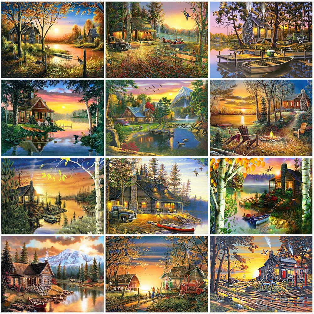 

Evershine Алмазная вышивка озеро вышивка крестом наборы Алмазная мозаика дом картина стразы Алмазная Живопись природа пейзаж подарок ручной ра...