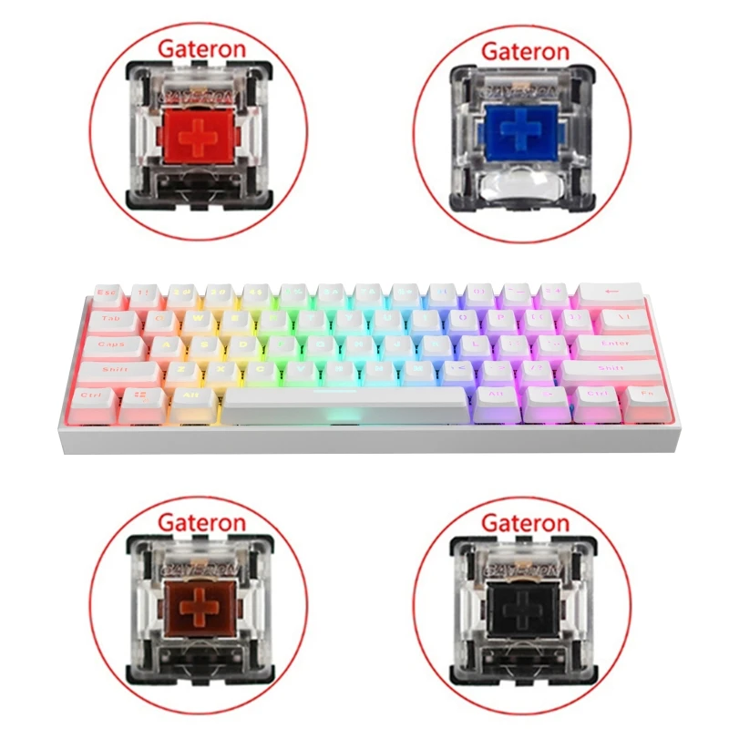 

Клавиатура Механическая Проводная с RGB-подсветодиодный кой, 61 клавиша, Type-C