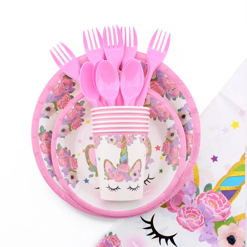 Одноразовые бумажные полотенца с единорогом для вечеринки розовой тематикой