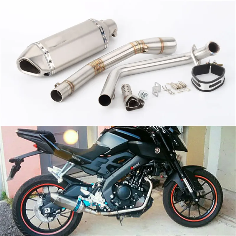 

Motorcycle modified muffler YZF R15 V1 V2 MT15 R125 2008-2017 R15 stainless steel exhaust pipe middle set