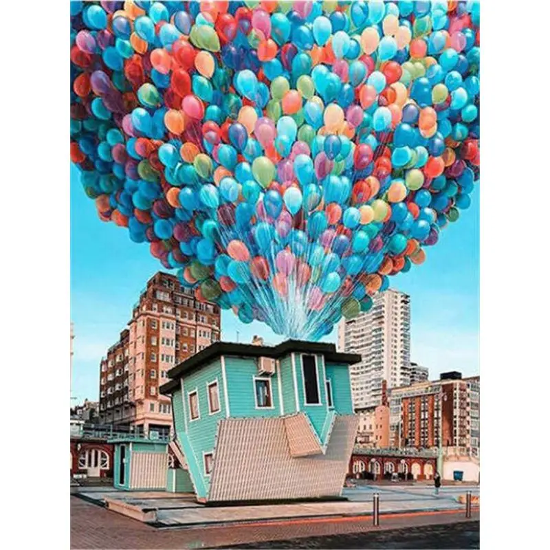 

CHENISTORY Paint By Number Houses Hot-Air Balloon Landscape Kits Home Decor For Adult Children Drawing On Canvas Diy Art Gift