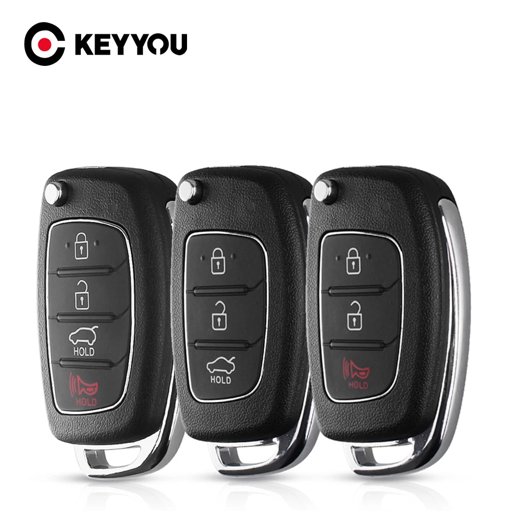 KEYYOU Flip Folding Remote Key Shell Case 3/4 Buttons For Mistra Hyundai HB20 Santa Fe IX35 IX45 Accent I40 Verna Uncut Blade | Автомобили