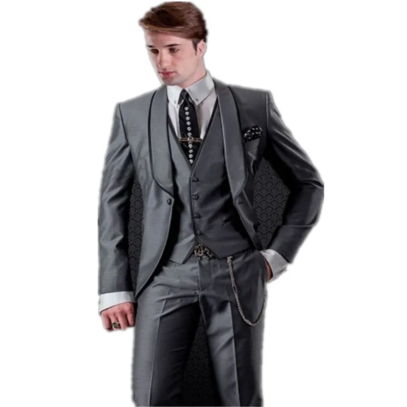 

Now popular new men's suit men's fashion solid color suit three-piece suit (jacket + pants + vest) men's ball party dress custom