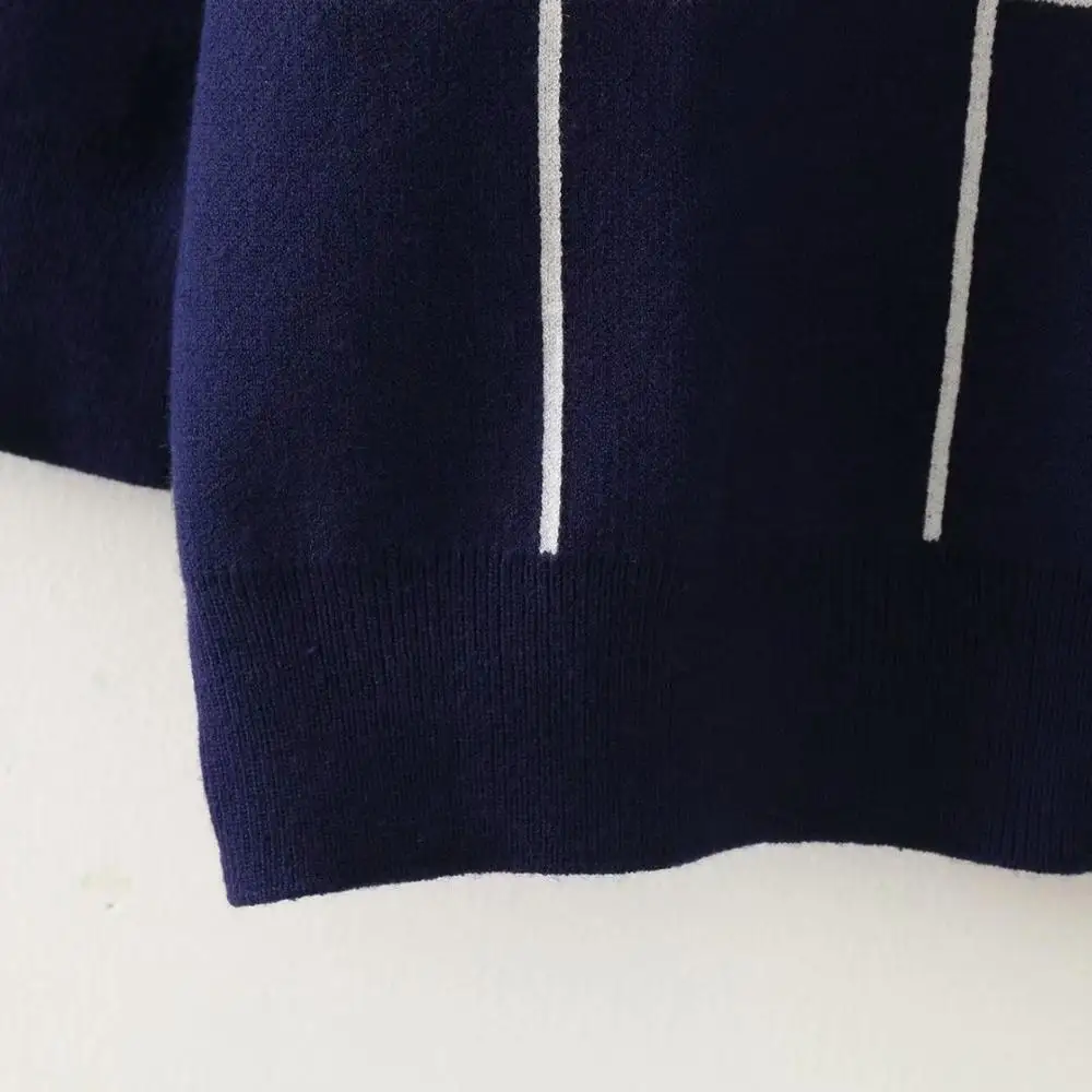 

Plus size loose navy black plaid women wool sweaters 2020 new o-neck winter casual ladies knitted pullovers tops female