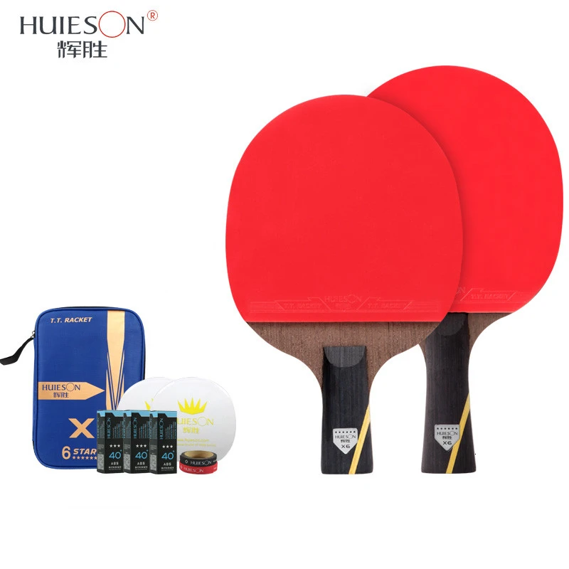 1FL1CS with Accessoy Huieson, новинка, 6 звезд, набор ракеток для настольного тенниса, лезвие из углеродного волокна, ракетка для пинг-понга, Летучая мышь с чехлом, аксессуары для настольного тенниса, мячи - Цвет: 1FL1CS with Accessoy