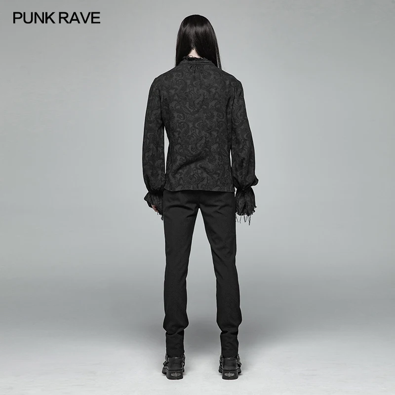 Рубашка мужская в стиле панк рейв модная блузка свободного покроя готическом с