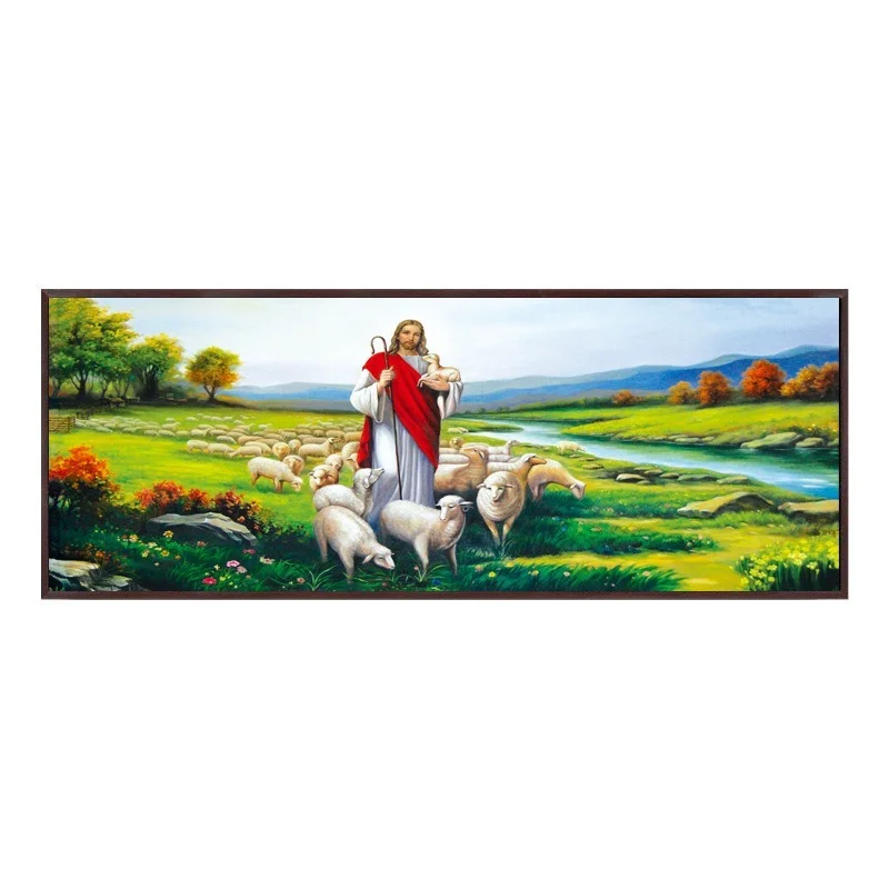 

High quality embroidered diamond painting art interior home decoration painting Jesus shepherd diamond painting