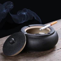 portable ceramic innovative ashtray with lid vintage style windproof indoor cigarette ashtray ash holder for bedroom living room