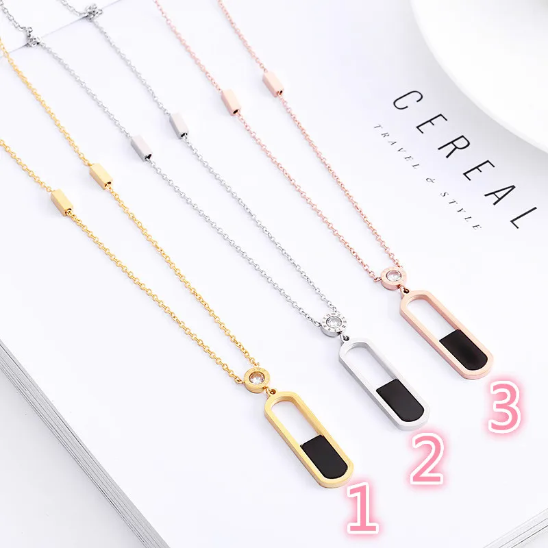 

CX37 Titanium steel long section round sweater chain girl ellipse non-fading necklace jewelry