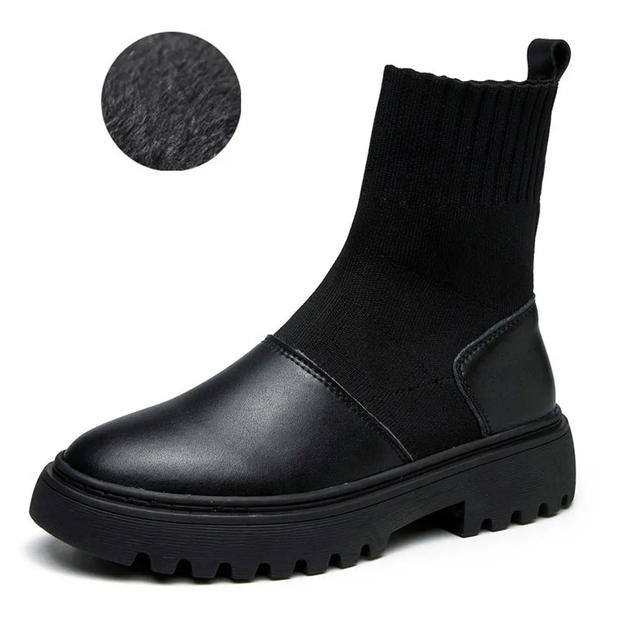 Autumn and winter new Martin boots leather women's stretch thin wild socks z0063 | Обувь