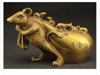 collecting old copper elaborate old crafts brass exquisite chinese brass statue big mouse draging big gold bag and small mice