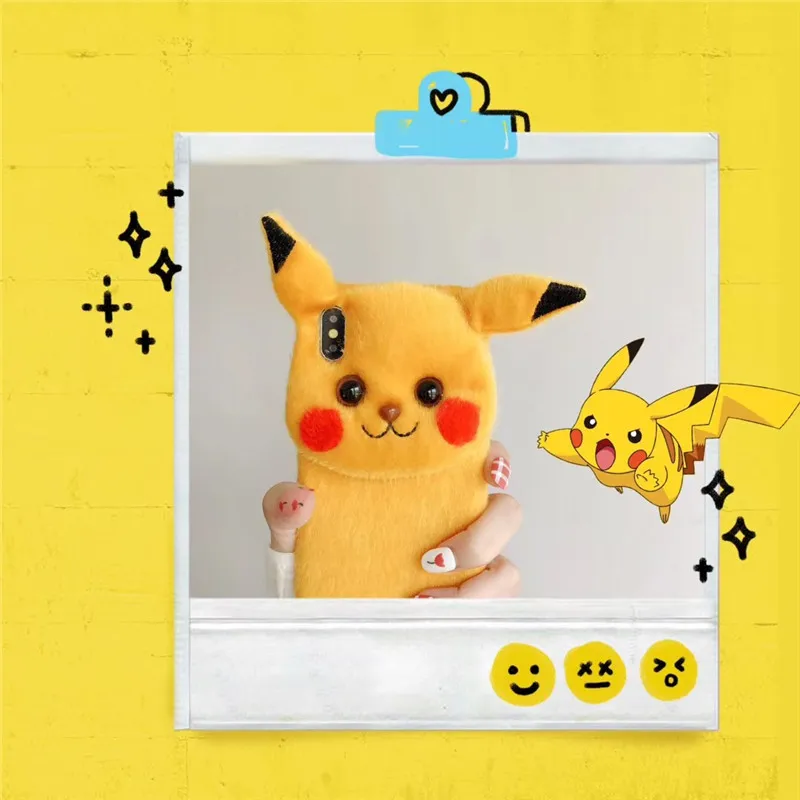 Осенне-зимний плюшевый чехол для телефона с Пикачу iphone 11 pro XS MAX XR X 6 6s 7 8 plus мягкий