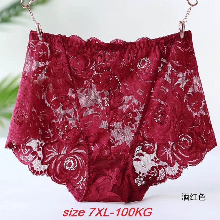 Женские дышащие сексуальные кружевные трусики большие размеры 7XL черные белые