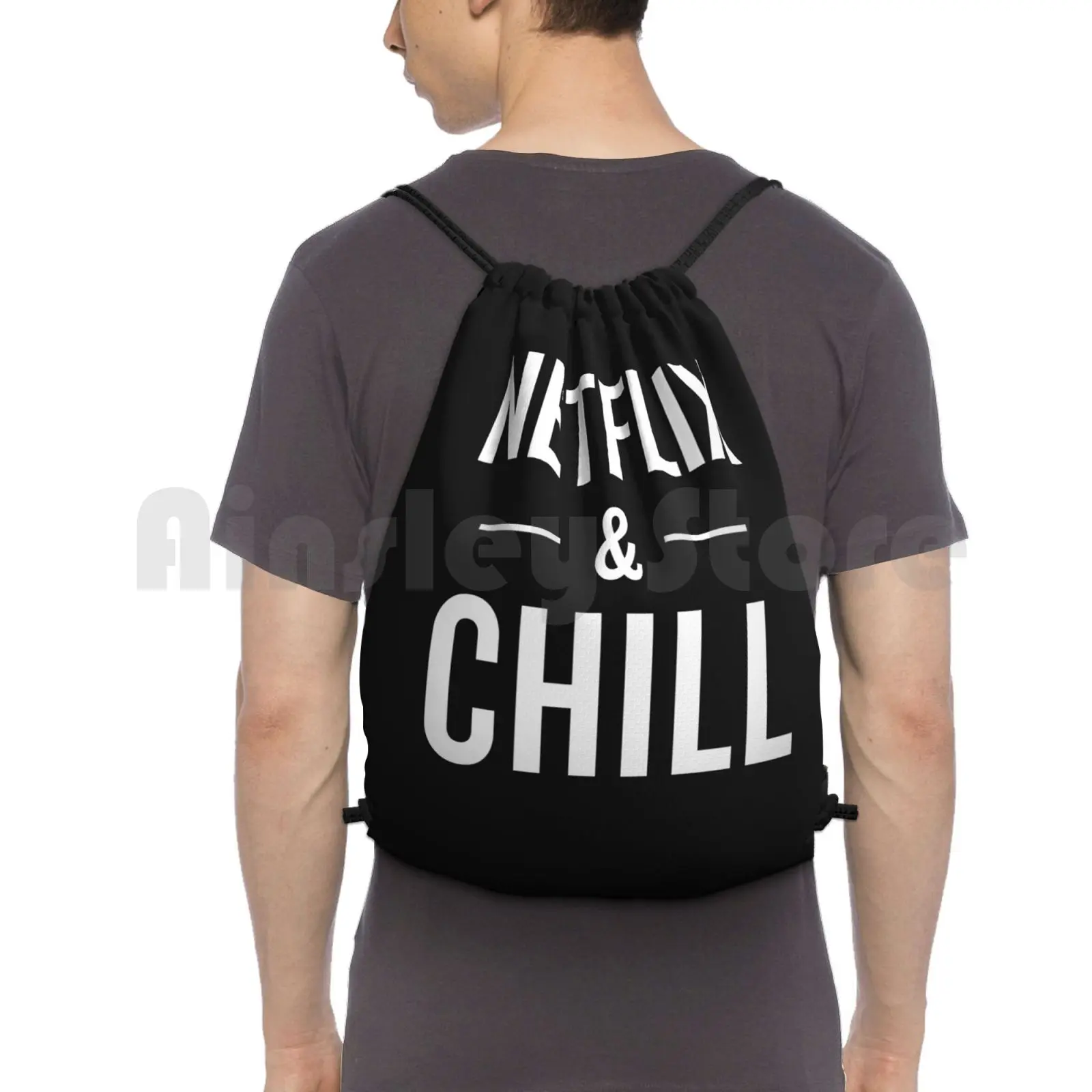 

Netflix & Chill-Dark Backpack Drawstring Bag Riding Climbing Gym Bag Netflix Chill Dark Tv Shows Shows Movies