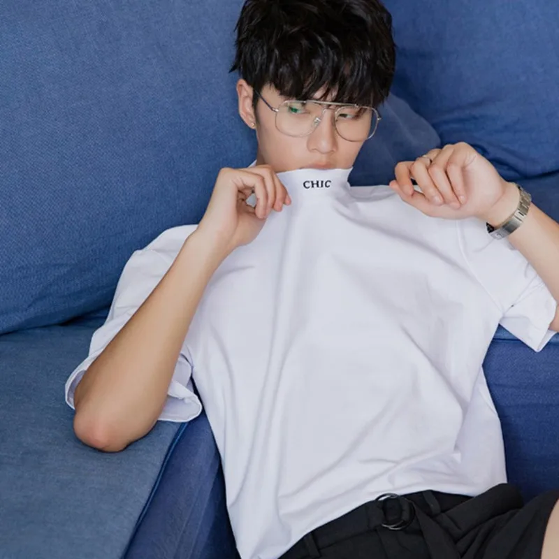 Мужская футболка с коротким рукавом EWQ черно белая свободная Универсальная