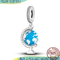 2021 new 100 genuine 925 sterling silver blue globes beads charms fit pandora bracelet bangle making women diy jewellry gift