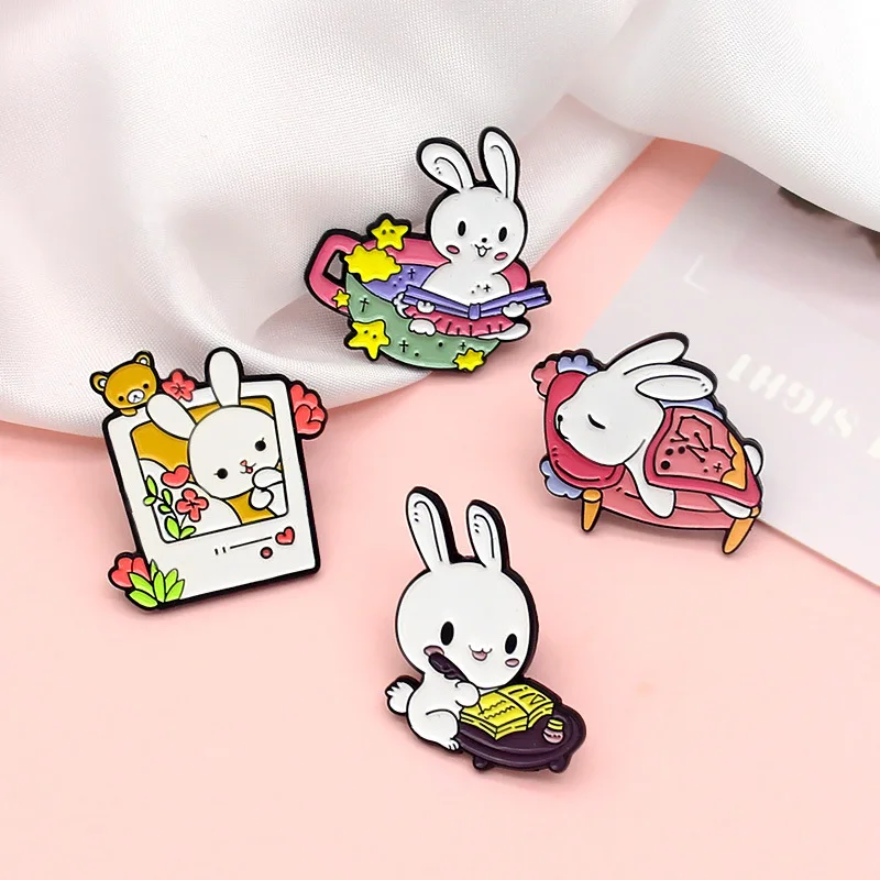 

Dear-you Cartoon cute bunny dialog brooch happy life fashion brooch accessories