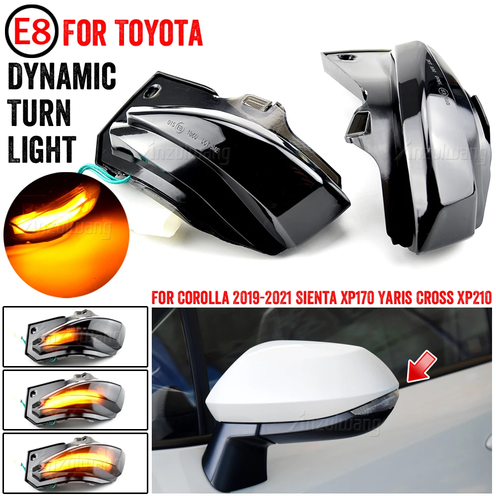 

2pcs Amber For Toyota Corolla Sport E210 2019 2020 Car LED Dynamic Turn Signal Indicator Sequential Side Mirror Light Lamp
