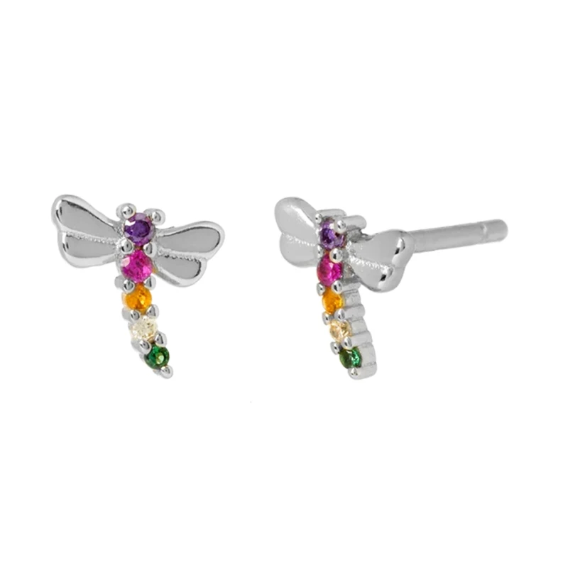 

Exquisite Rainbow Butterfly Stud Earrings 925 Silver 6mm Popular for Women CZ Stud Earrings Fashion JewelryBirthday Gifts