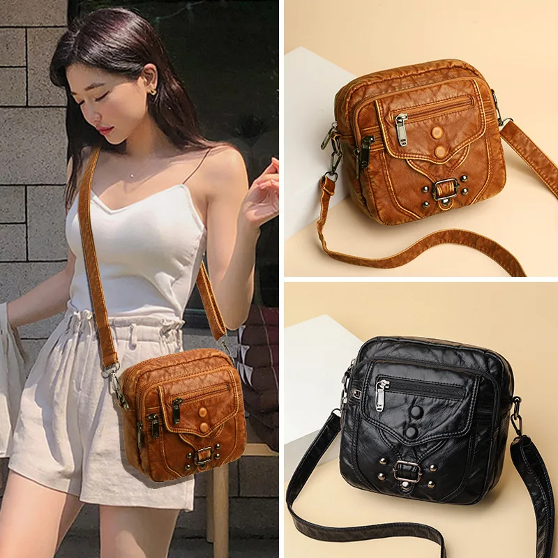 

fashion retro shoulder bag women's light soft leather small handbag women small travel shopping leisure messenger bag