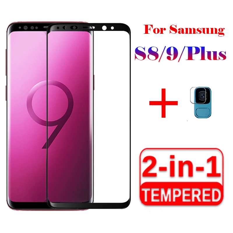 Защитное стекло 2 в 1 для Samsung galaxy s8 s9 plus Защитная пленка экрана с объективом камеры