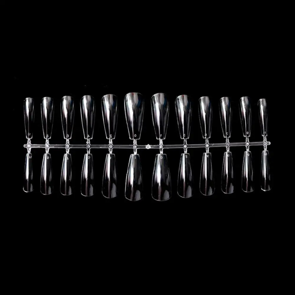 

240Pcs/Set T-Shaped Nail Tips Waterdrop Style Long No Crease Fake Coffin Shape Full Cover Fake Nails for Manicure