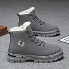 Мужские ботинки на толстой платформе, черные водонепроницаемые ботильоны с принтом, плюшевая теплая обувь, повседневная обувь, для осени и зимы, 2020