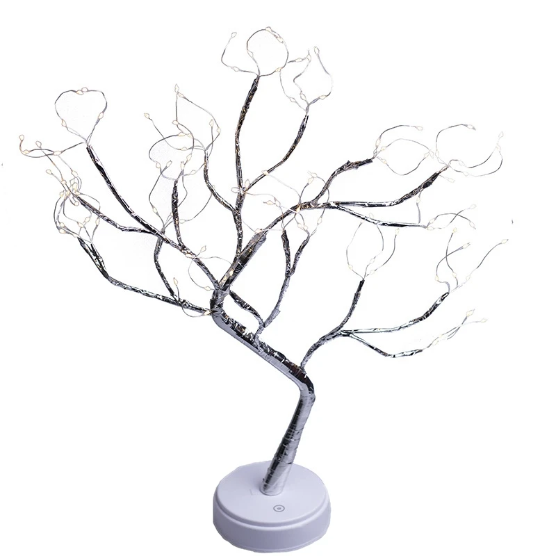 

Led Desk Tree Lamp, Table Decor 36 Pearl LED Lights For Home,Bedroom, Indoor,Decoration Press Switch Battery Powered