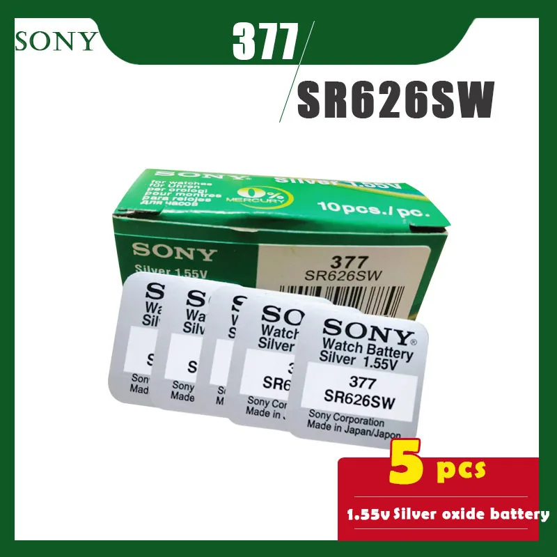 5 шт./лот SONY Оригинал 377 SR626SW 1 55 в блок кнопок из оксида серебра 626 SR626 V377 AG4 для часов