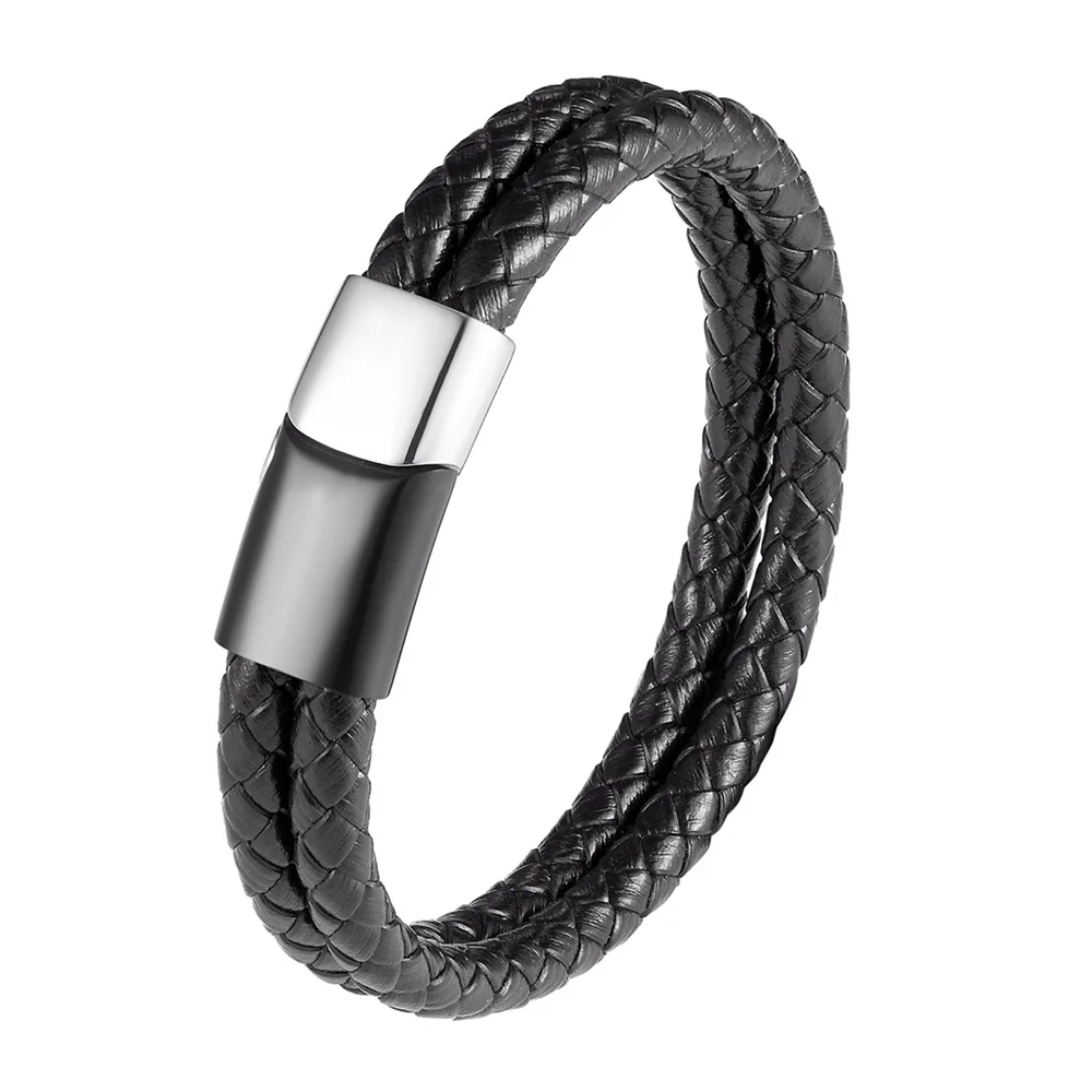 Модный оплетенный браслет из натуральной кожи с магнитной застежкой винтажные