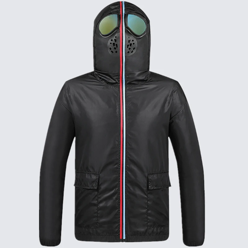

Men Jacket Spring Big Size 4xl Protective Windbreaker Jackets Women Motorcycle Hooded with Glasses Mask Male Coat Thin Korean